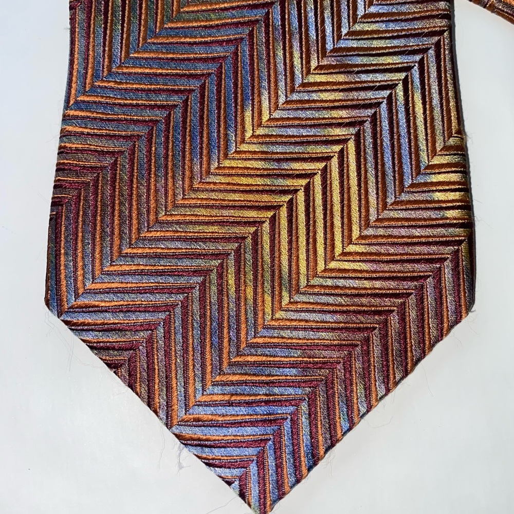 Herringbone Chevron Stripe Mens Tie Multi Ermenegido Zegna Silk KILGORE TROUT